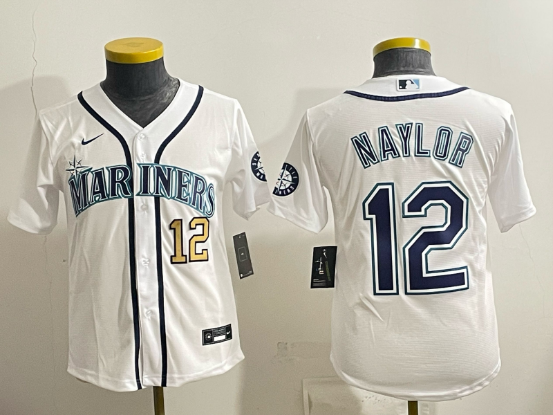 youth 2026 Seattle Mariners #12 Naylor white Nike MLB Jersey 003->youth mlb jersey->Youth Jersey